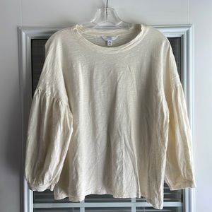 Time and Tru Cream Top with Puffy Sleeves